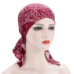 Femmes musulmanes imprimer pré-attaché Hijab chimio casquette chapeaux intérieurs élastique Cancer bonnets Bandana perte de cheveux sous-écharpe bandeau écharpe Turban