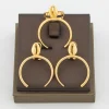 ensemble de bijoux plaqués or pour dames, boucles d'oreilles à crochet exquis, bague de doigt, cadeaux pour les travailleurs de la fête, 03/wear