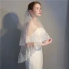 voile de mariée de luxe élégant, bord en dentelle, paillettes, paillettes, dentelle perlée, avec peigne à cheveux, voile en maille pour le jour du mariage