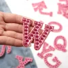 patchs de lettres anglaises en strass et perles roses, autocollants à repasser, appliqués 3d, perles faites à la main, mignons, diy bricolage, nouveauté