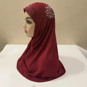 H237 belles grandes filles ou adulte hijab musulman avec des pierres écharpe islamique châle foulard chapeau armia tirer sur enveloppe