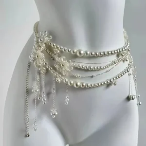 Chaîne de taille multicouche en perles pour femmes, mode rétro Y2K, ceinture de styliste, personnage de jouant, vêtements, accessoires, ceintures de fête