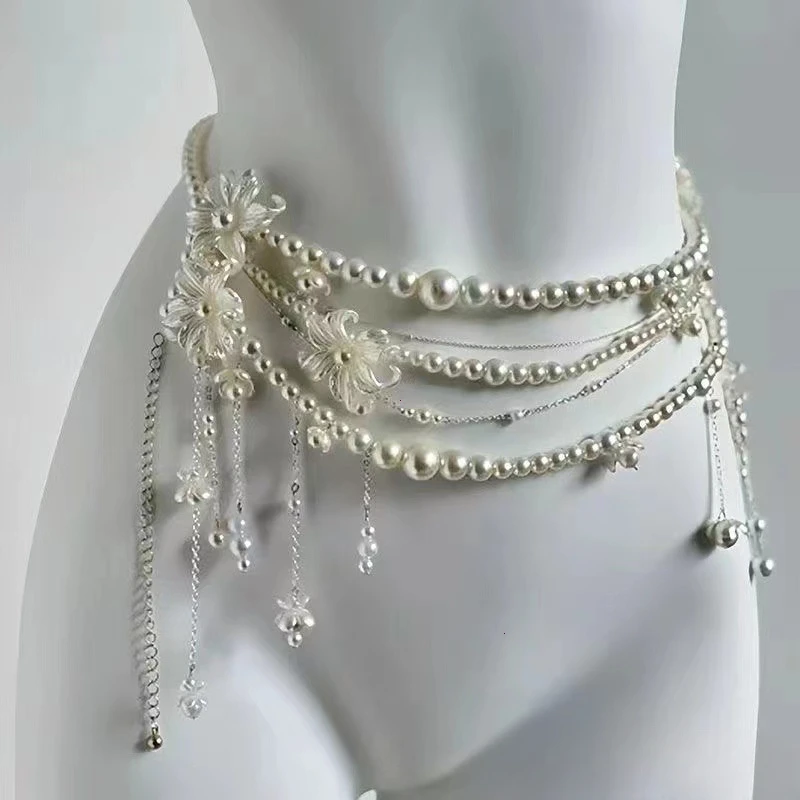 Chaîne de taille multicouche en perles pour femmes, mode rétro Y2K, ceinture de styliste, personnage de jouant, vêtements, accessoires, ceintures de fête