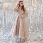 Robes de soirée de luxe pour hijab musulman, longueur thé, élégantes, dubaï, Occasions spéciales, robes pour invités, robe de soirée de mariage, 2026