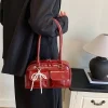 sac de poitrine en cuir pu pour femmes, grands sacs à main bordeaux, sacs à bandoulière vintage pour femmes d'affaires, fourre tout simple pour dames