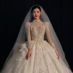 Robe de mariée française, fiançailles, mariage, haut de gamme, industrie lourde, luxueuse, Style palais, grande queue, personnalisée