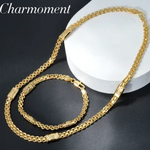 Ensemble de bijoux plaqués or 18 carats pour hommes et femmes, collier long en cuivre, cadeau de Dubaï, bijoux de fiançailles ChimParty, dernier design italien