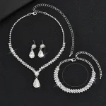Ensemble de bijoux de mariée de luxe, goutte d&rsquo;eau, élégant, exquis, collier, boucles d&rsquo;oreilles, tempérament, Zircon, strass, Bracelet, Banquet