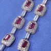 bijoux pour femmes plaqué argent diamant rouge bracelet de pierres précieuses micro pavé émeraude zircon mode bracelet pourpre