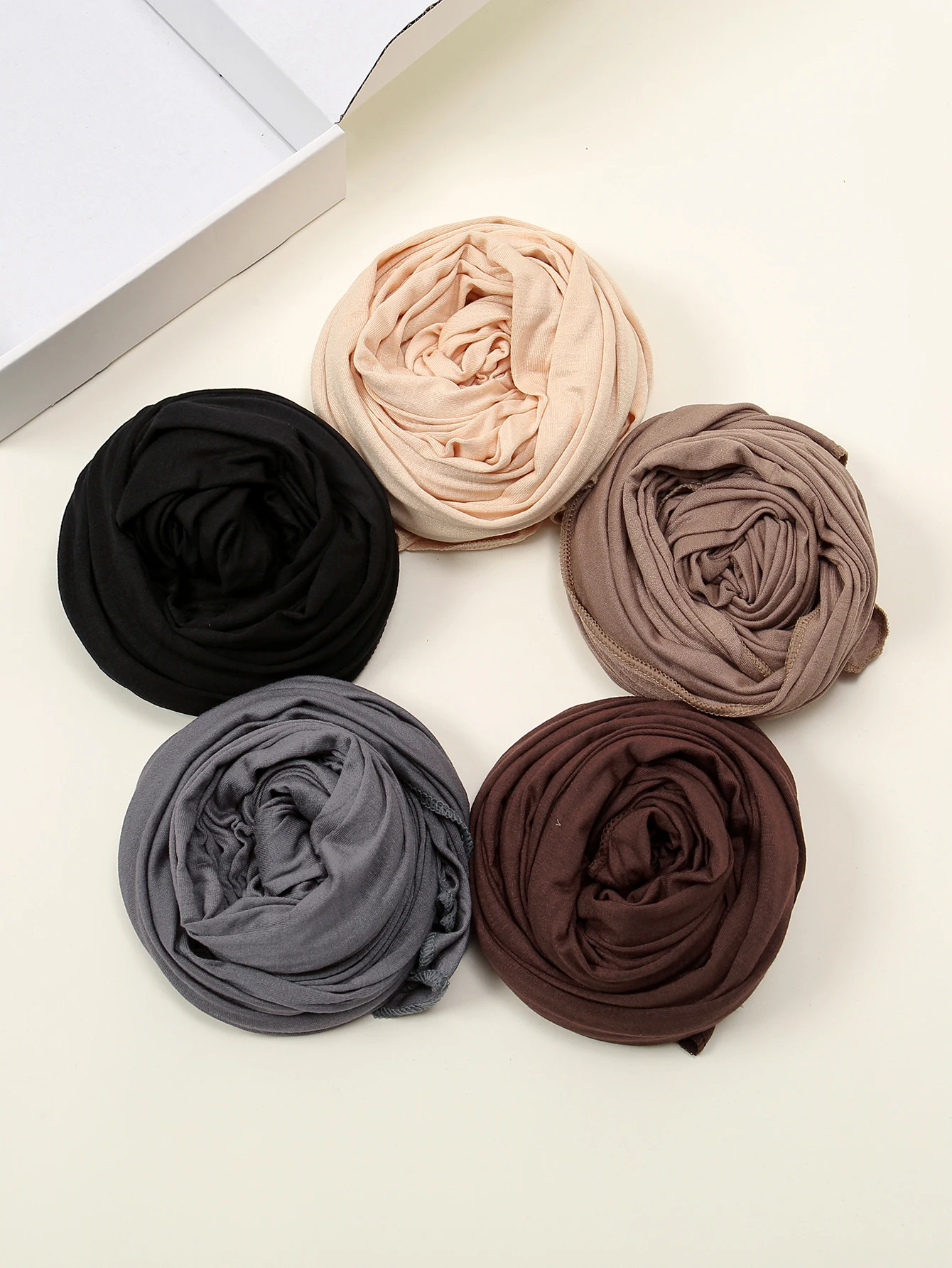 hijab musulman avec épingles, écharpe en jersey, châles longs, turban doux uni, écharpe de sauna islamique, enveloppes de bande de sauna, cadeau, un ensemble de 5 pièces