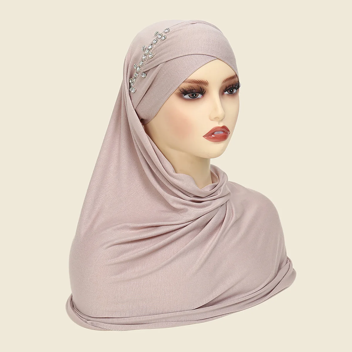 hijabs instantanés écharpe hijab avec diamants jersey casquettes bonnet marque design écharpe musulmane plaine tirer sur prêt à porter tête enveloppante