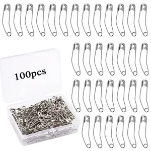 Épingles de sûreté incurvées 100 pièces/boîte 38MM, épingles à badigeonner pour matelassage, épingles de sûreté pliées pour bricolage, couvertures, jupes, artisanat, fabrication de broches