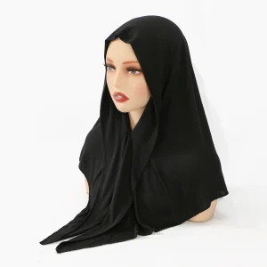 Mode coton Jersey Hijab instantané avec aimant intégré écharpe triangulaire musulman Hijab châle femme enveloppes Foulard bandeaux