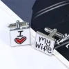 j'aime ma femme boutons de manchette conception de mariage boutons de manchette hommes français émail chemise boutons romantique déclaration boutons de manchette pour le marié