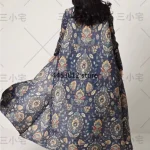 Abaya musulman femmes haute élastique manches chauve-souris plissé Cardigan Trench manteau imprimé col rabattu dubaï Abayas femmes manteau de luxe