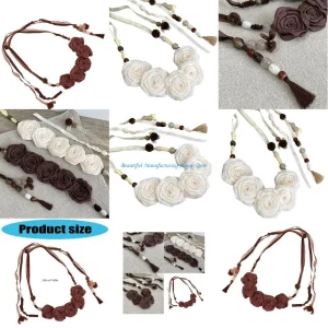 E56a Bohemian Flower Rope Corteau corde à franges Brotte taille pour femmes Photographie