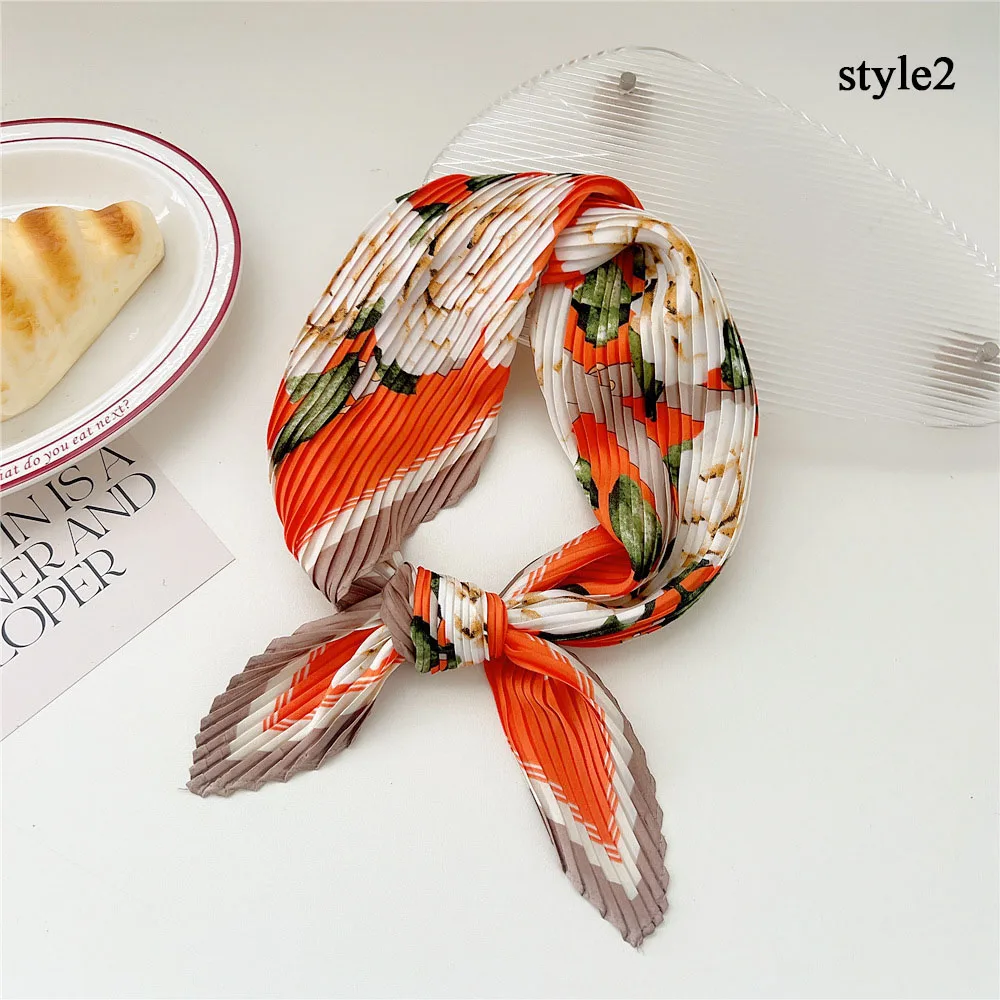 foulards plissés à fleurs de pivoine, écharpes à col carré, bandes de cheveux froissées, bandana, hijab en satin, foulard de la présidence, 70cm