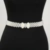 Ceinture de taille rétro en perles scintillantes pour femmes, large ceinture élastique en strass, longue chaîne, ceinture de fête