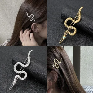 Épingles à cheveux rétro serpent en métal strass pour femme et fille, Barrettes, accessoires, pince à cheveux, couvre-chef, 2023 Épingles à cheveux rétro serpent en métal strass pour femme et fille, Barrettes, accessoires, pince à cheveux, couvre-chef, 2023