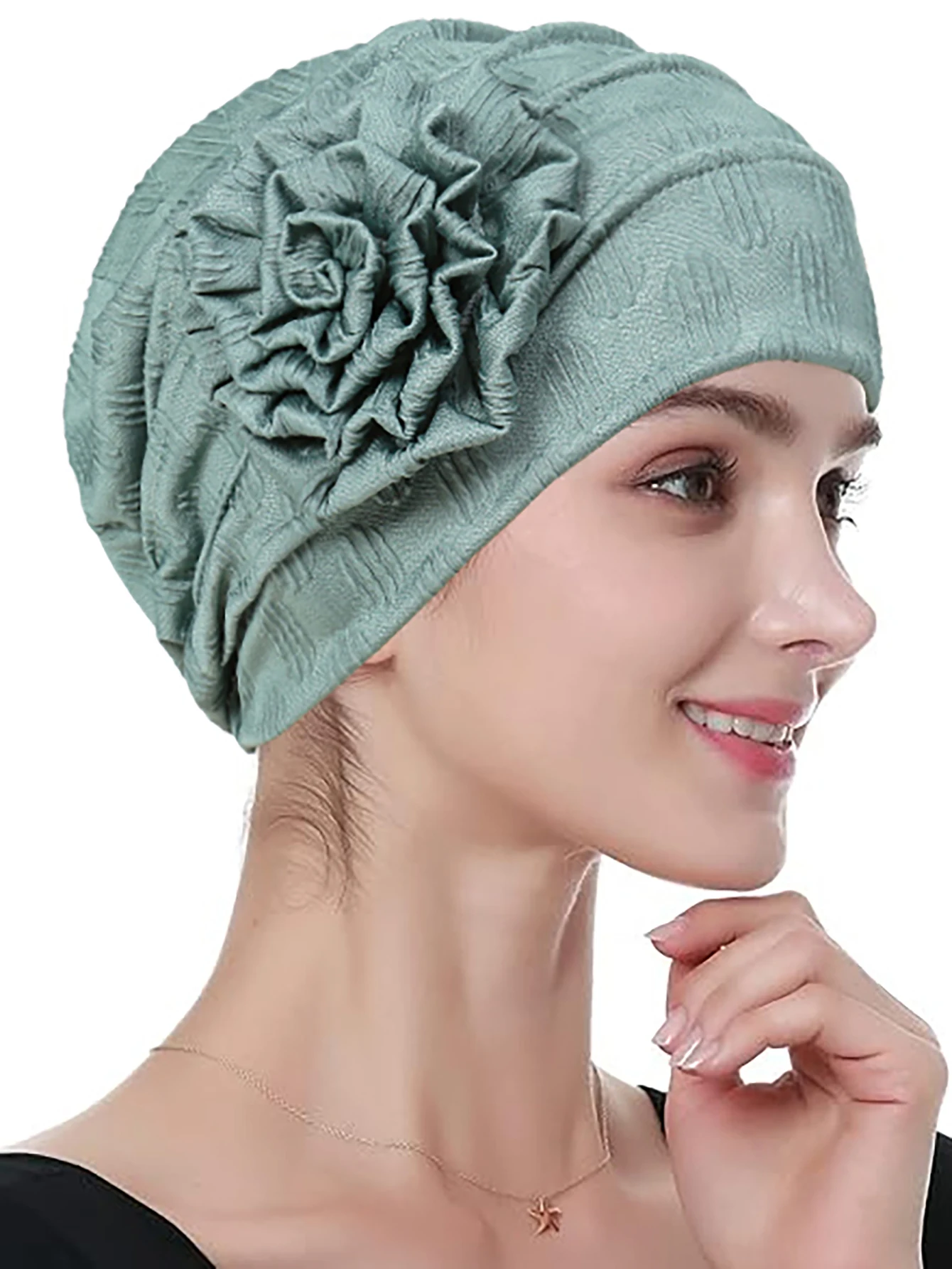 turban hijab pour femmes musulmanes, bonnet pour dames musulmanes, décor de fleurs, écharpe pour ramadan, tête ronde, chapeaux indiens, document solide, à la mode
