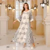 uni abayas décontractées à manches longues avec broderie et perles, vêtements islamiques marocains, imprimé floral évasé, eid de dubaï, jalabiya, mode