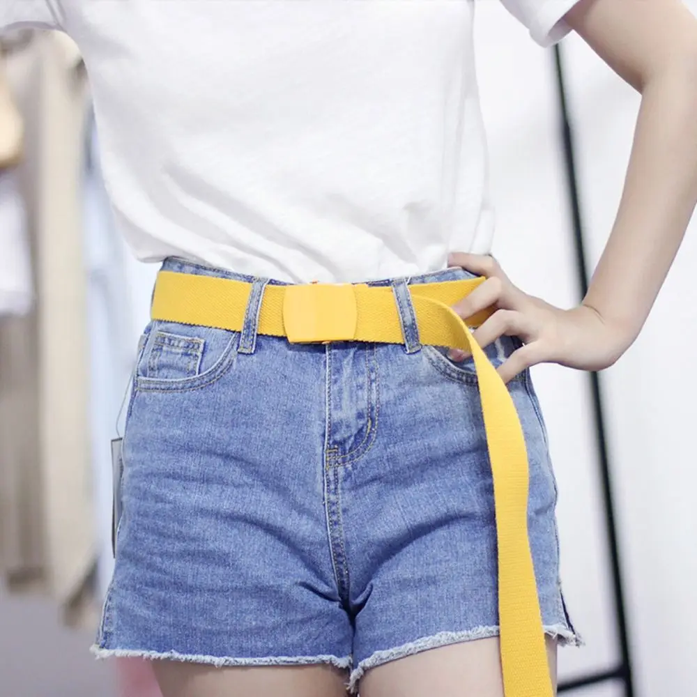 Ceinture en toile élégante en Nylon pour femmes, large côté, couleur Pure, ceinture de taille pour hommes, décor de pantalons, Style coréen, décoration quotidienne pour jeans