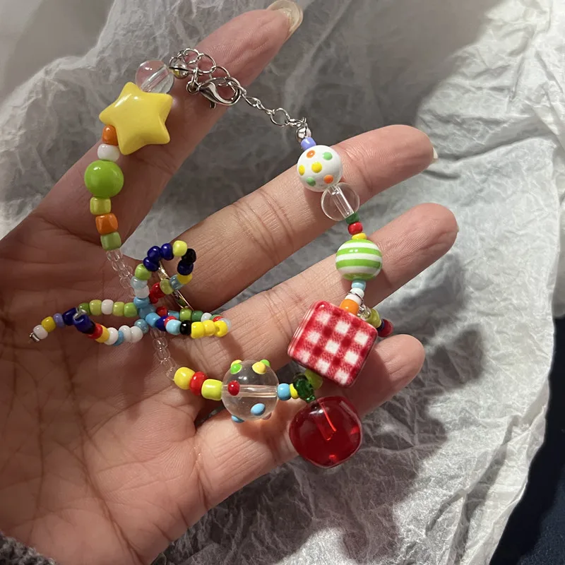 Bracelet de perles colorées pour femmes et filles, Y2K, mode mignon, nœud papillon, perle, étoile douce, bijoux coréens, cadeau de fête