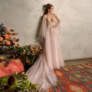 Robe de soirée trapèze élégante en dentelle, jolie robe longue en maille florale, robe de soirée de mariage pour femmes, robe de bal formelle d&rsquo;été