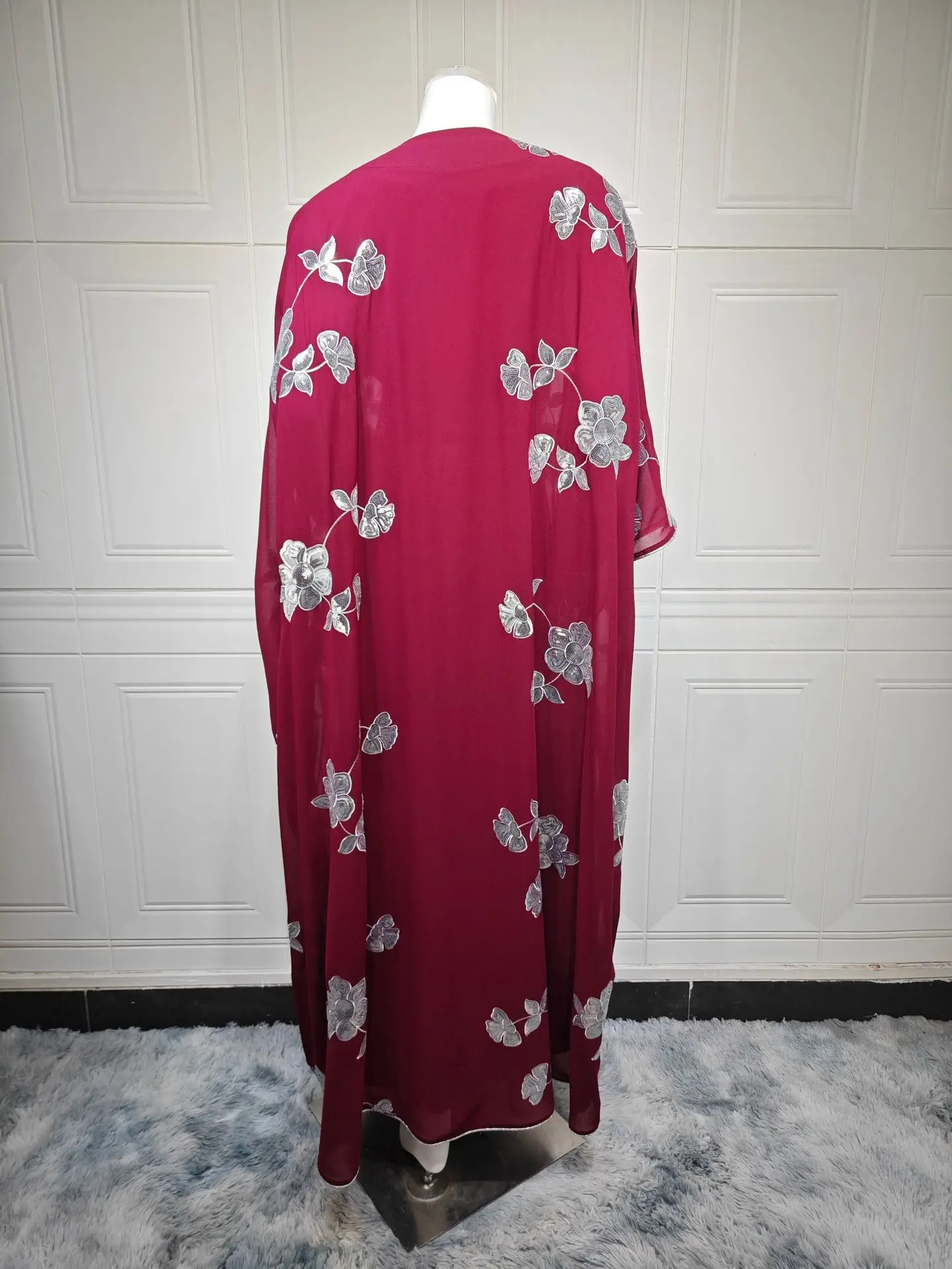 abayas pour femmes grande taille femmes musulmanes à manches longues col en v polyester longue robe maxi mode musulmane abaya avec tenues intérieures