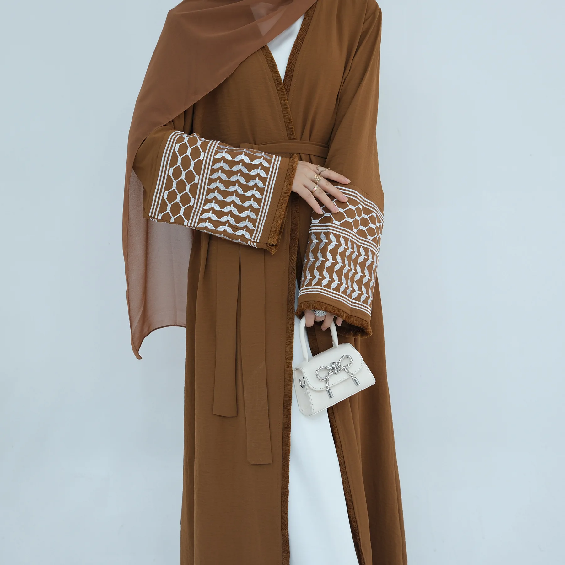 nouveau crêpe douce broderie palestine kefiyyeh ramadan gland dubaï abaya femmes costume de famille robe musulmane modeste islamique abaya