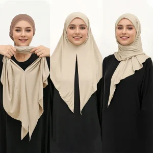 Foulard Hijab instantané à boucle pour femmes musulmanes, Jersey de qualité supérieure, écharpe triangulaire extensible en coton, foulard islamique, enveloppes, voiles Heaband