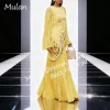 Robe de soirée longue jaune personnalisée, pour Occasions spéciales, col rond, longueur au sol, arabie saoudite, dubaï, robe de bal de Gala pour femmes, nouvelle collection