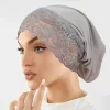 2025 nouveau bonnet intérieur hijab avec dentelle turban musulman islam sous écharpe hijab bonnet doux extensible hijabs tube casquette turbante