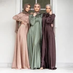 Robe Abaya en Satin à Manches sulfpour Femme Musulmane, Vêtement Éducatif, à la Mode Européenne