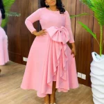 Robes d&rsquo;église élégantes, ligne A, col rond, manches longues, nœud, taille haute, drapé, volants à plusieurs niveaux, ourlet asymétrique, robes de fête de mariage