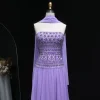 sharon said robe de soirée en mousseline de soie plissée avec perles lilas scintillantes avec écharpe fluide fête de mariage de dubaï ss539 personnalisée