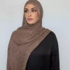foulard musulman long en coton doux, teinture de couleur pure, plis fins, écharpe en coton artificiel, séchage rapide, pare soleil chaud, anti poussière, printemps