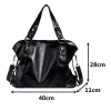grands sacs à bandoulière noirs pour femmes, grand sac de shopping hobo, couleur unie, sac à main en cuir souple de qualité, fourre tout de voyage pour dames