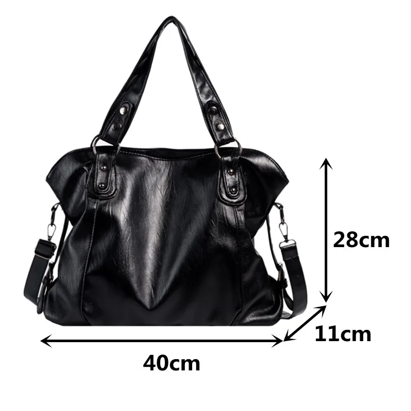 grands sacs à bandoulière noirs pour femmes, grand sac de shopping hobo, couleur unie, sac à main en cuir souple de qualité, fourre tout de voyage pour dames