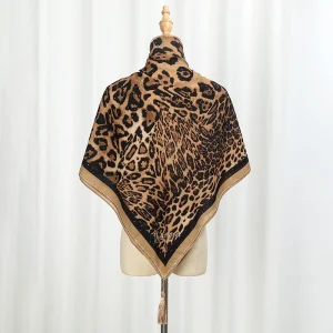 Foulard Carré Imprimé Léopard avec Diamants pour Femme, Hijab Musulman, à la Mode, de Styliste, pour Sauna, Châle, Nouvelle Collection Foulard Carré Imprimé Léopard avec Diamants pour Femme, Hijab Musulman, à la Mode, de Styliste, pour Sauna, Châle, Nouvelle Collection