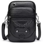 Petit sac rétro en cuir souple pour femmes, sacoche à bandoulière en PU, sac à main, portefeuille pour téléphone portable