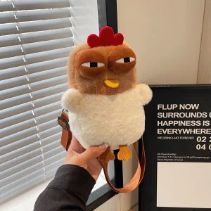 Sac à main jetable pour femme, sac à main à sangle réglable, peluche moelleuse, sac de dessin animé, mignon, lancé de poule, voyage et fête