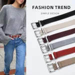Ceinture en cuir de vachette avec broche en métal argenté pour femme, ceinture en cuir, haute qualité, design de luxe simple, polyvalent dans l&rsquo;environnement, accessoires pour jeans
