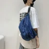 sac à bandoulière unisexe hip hop pour hommes et femmes, sac à main de voyage bum, poudres de téléphone, sac à bandoulière, sac de poitrine en denim, sacs initiés, mode