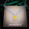 ensemble de bijoux en argent imitation diamant jaune pour femme, pendentif brillant, colliers, matiques, boucles d'oreilles, patients, uto aaa