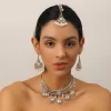 Ensemble de bijoux de luxe en or pour documents, boucles d&rsquo;oreilles rondes en cristal, collier vintage, coiffure frontale, Dubaï, patients, accessoires de bijoux de mariage