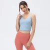 soutien gorge de sport absorbant les chocs pour femme, mi résistance, dos anti favorable, coussin de poitrine intégré, haut glacé nu, fitness d'été