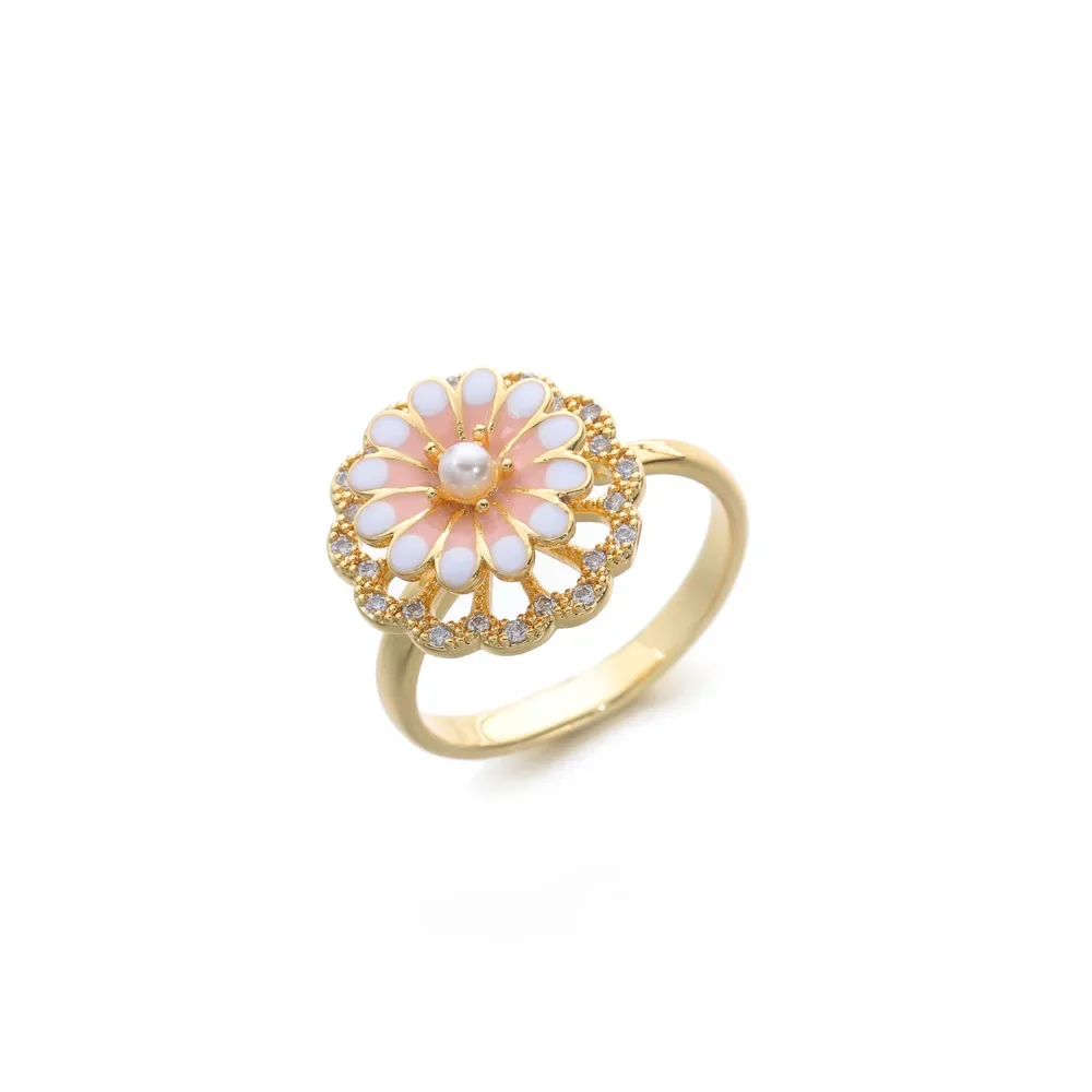ensemble de bijoux fleur plaqué or rotatif pour femme, collier quartz rose tournesol, bague vintage, cadeau pour femme, nouveaux instituts, 2024