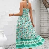 robe longue florale pour femmes d’été, vêtements tendance pour femmes, robe d’été 2024, robe de plage sexy halter bohemia, tenue d’été