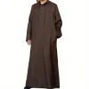 chemise longue à capuche simple de style arabe pour hommes | thobe musulman